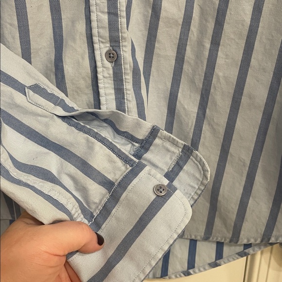 The Shirt by Rochelle Behrens Blue Stripe The Boyfriend Button Down Shirt - Picture 6 of 7